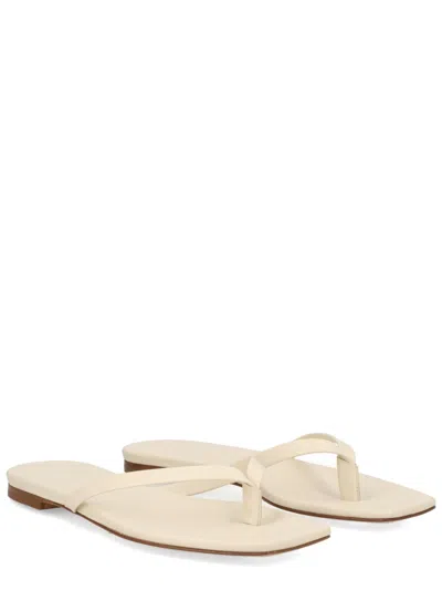 Aeyde Ivory Nappa Leather Cross Breed Lamb Leather Flats In Nude