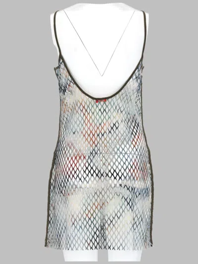 Diesel Mini Mesh Beach Dress With Open Back In Multi