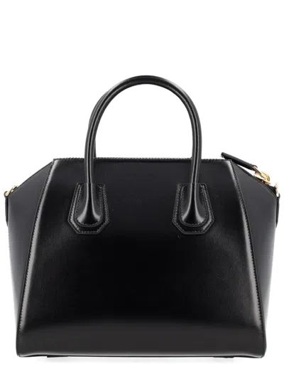 Givenchy Antigona Small Black Handbag With Laminated Logo In Hammered Leather Woman In Black