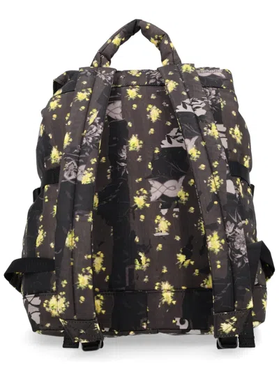 Ganni Floral Backpack Top Handle Adjustable Straps In Brown
