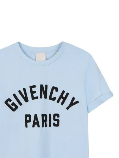 Givenchy Kids Mini Gros Grain T-shirt With Embroidered Front For Boys In Blue
