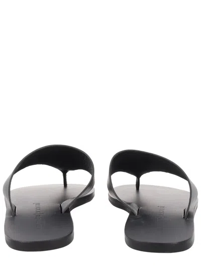 Manebi Leather Thong Sandals Flat Sole Open Toe In Black