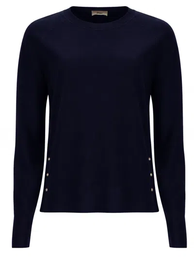 Herno Lyocell-cotton Side Button Top In Blue