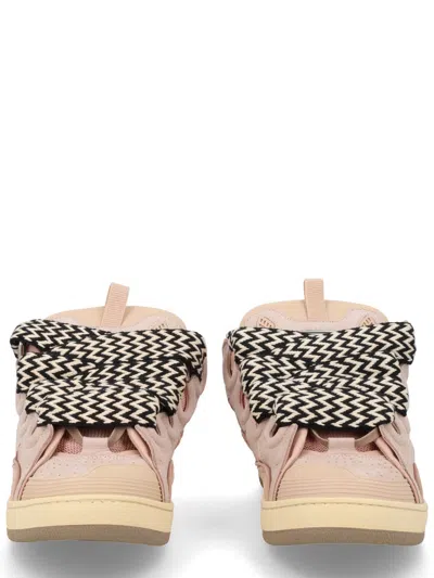 Lanvin Curb Pink Calf Leather Sneakers In Brown