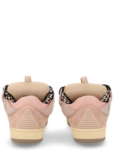Lanvin Curb Pink Calf Leather Sneakers In Brown