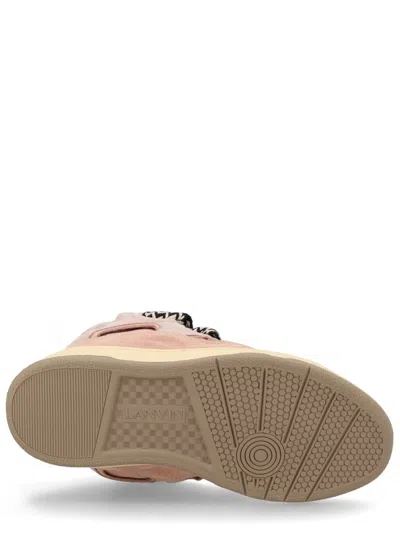 Lanvin Curb Pink Calf Leather Sneakers In Brown