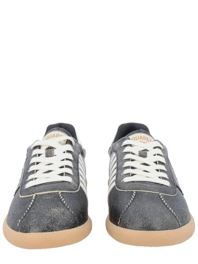 Dsquared2 Rebels Distressed Black Leather Sneakers In Black