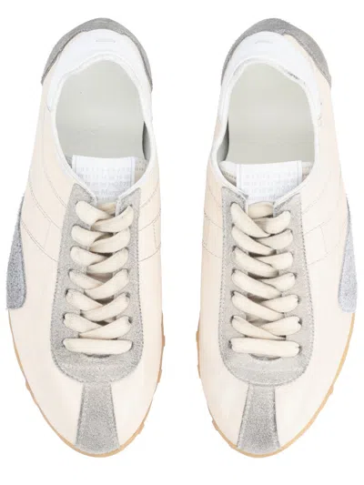 Maison Margiela Sprinters Beige Sneaker With Insert Design And Serrated Sole In Leather Women In Multi