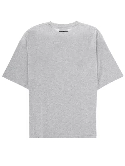 Dsquared2 Cotton Oversize T Shirt Short Sleeves Crew Neck In Gray