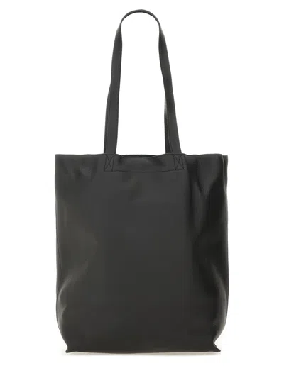 A.p.c. Men Black Leather Maiko Shopping Bag In Black