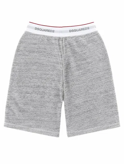 Dsquared2 Oversize Logo Repeated Waistband Shorts In Gray