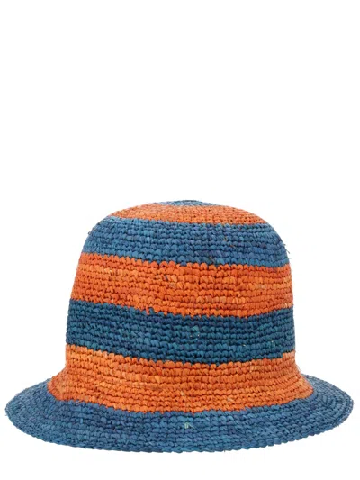 Paul Smith Straw Hat With Painttch Logo In Blue