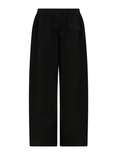 Ymc You Must Create Neutrals Envelope Wide Leg Cotton-linen Pants In Black