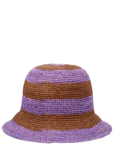 Paul Smith Woven Texture Hat Striped Pattern Design In Orange