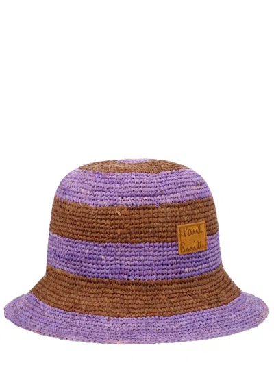 Paul Smith Woven Texture Hat Striped Pattern Design In Orange