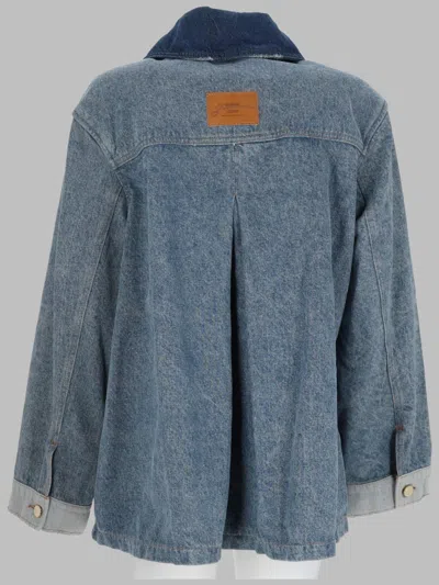 Ganni Patchwork Distressed Denim Jacket In Blue