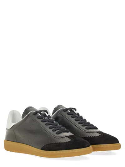 Isabel Marant Bryce Suede-trimmed Perforated Leather Sneakers In Black