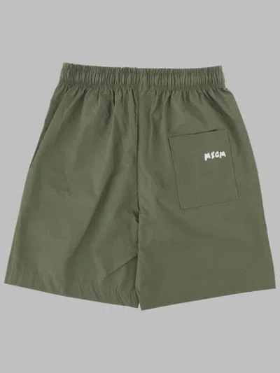 Msgm Poplin Bermuda Boy In Green