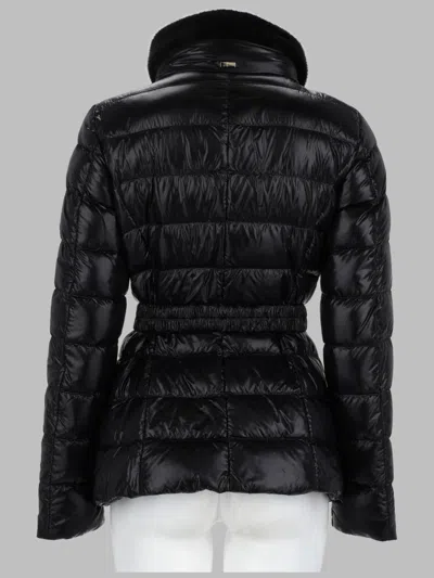 Herno Sofia Fox-collar Belted Quilted Nylon Down Jacket In Black