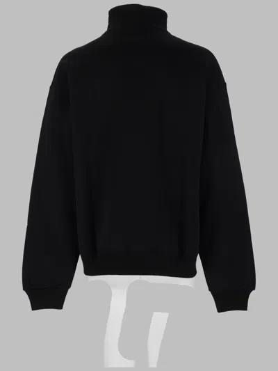 Jacquemus High Neck Zip Sweatshirt With Logo Detail And Gathered Cuffs In Black