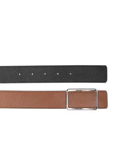 Maison Boinet Logo-debossed Rectangular-buckle Belt In Brown