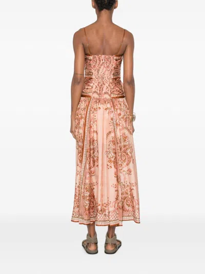 Zimmermann Womens Pink Paisley Floral Aster Scar Silk Midi Dress Xl In Multi