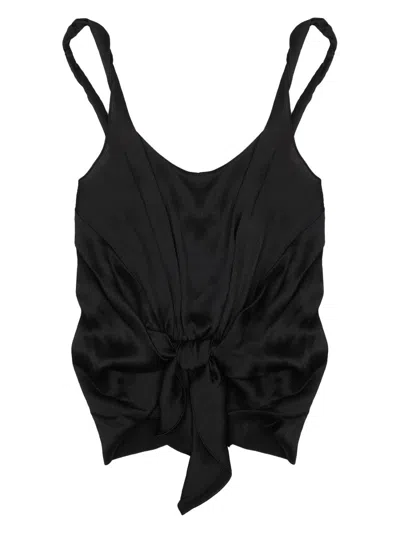 Jw Anderson Cami Gathered Front Silk Tank Top In Black