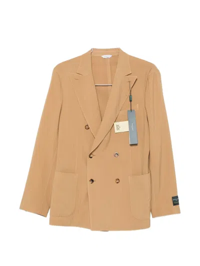 Boglioli Wool Double-breasted Suit In Brown