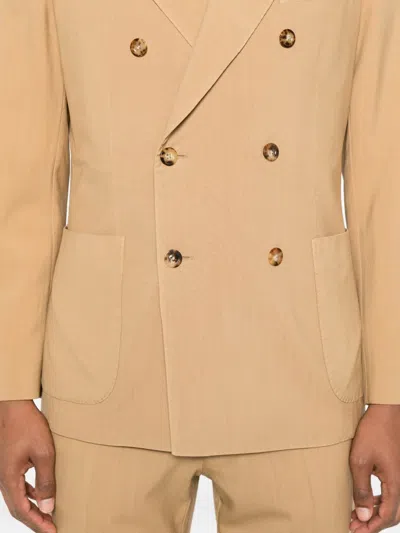 Boglioli Wool Double-breasted Suit In Brown
