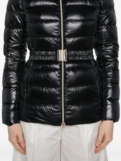 Herno Shniy Padded Down Jacket With Belt Coats Black In Black
