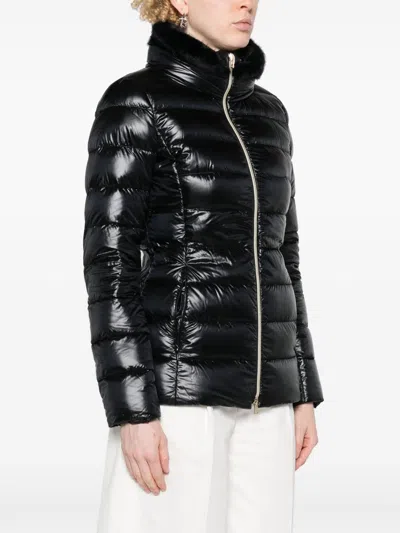 Herno Shniy Padded Down Jacket With Belt Coats Black In Black