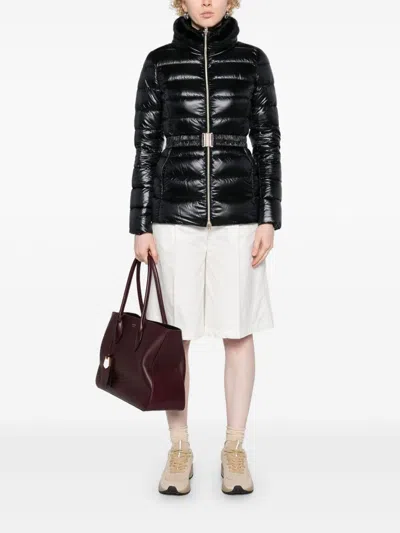 Herno Shniy Padded Down Jacket With Belt Coats Black In Black