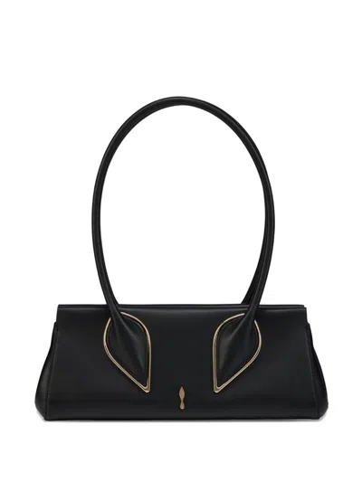Christian Louboutin Venus Calf Leather Baguette Shoulder Bag In Black