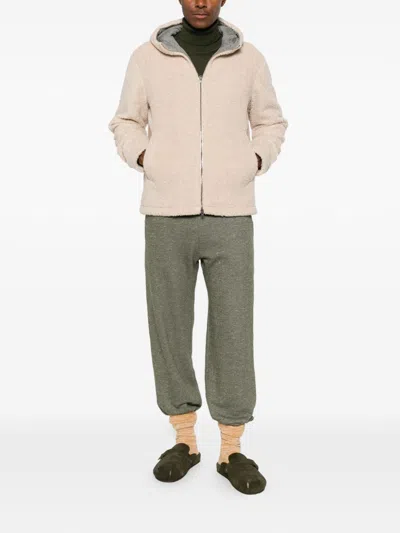 Herno Fleece-texture Hooded Jacket In Neutral