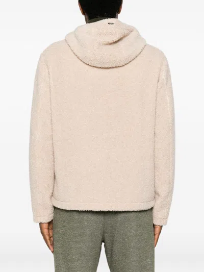 Herno Fleece-texture Hooded Jacket In Neutral