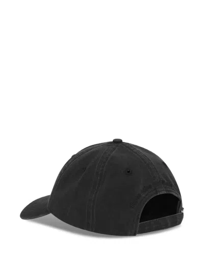 Ganni Womens Black Brand-embroidered Cotton-canvas Cap In Red