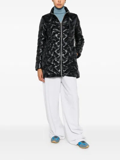 Herno Quilted Midi Down Jacket In Black