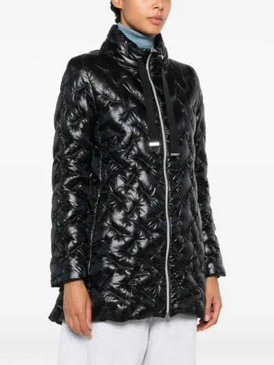 Herno Quilted Midi Down Jacket In Black