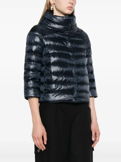 Herno Sofia Nylon Cape In Blue