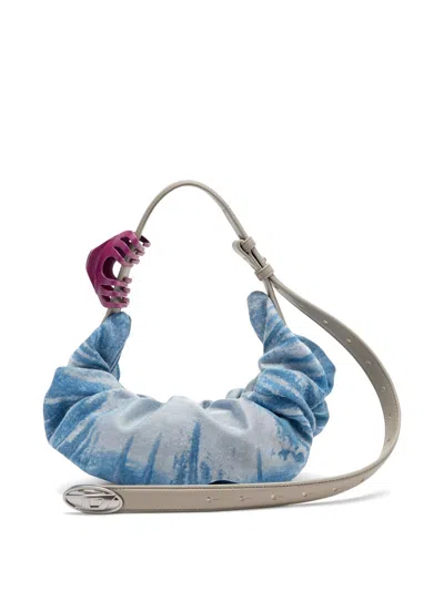 Diesel Blue Cotton Polyester Polyurethane Thermoplastic Polyurethanes Shoulder Bag In Blue