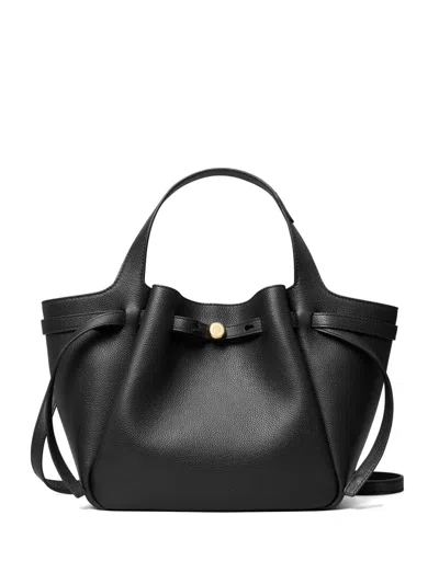 Tory Burch Romy Small Leather Tote In Black