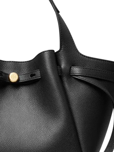Tory Burch Romy Small Leather Tote In Black