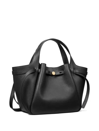 Tory Burch Romy Small Leather Tote In Black