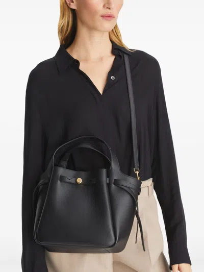 Tory Burch Romy Small Leather Tote In Black