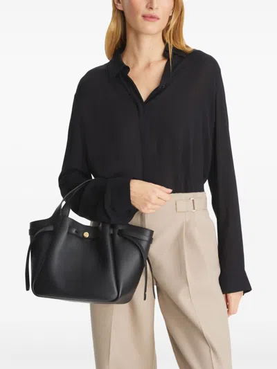 Tory Burch Romy Small Leather Tote In Black
