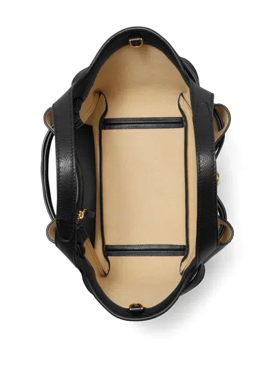 Tory Burch Romy Small Leather Tote In Black