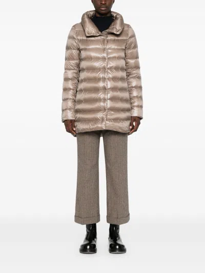 Herno Amelia Quilted Stand-up Collar Down Jacket In Neutral