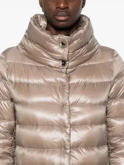 Herno Amelia Quilted Stand-up Collar Down Jacket In Neutral