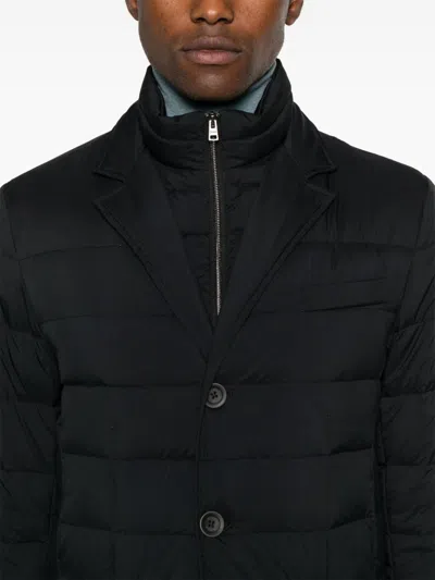 Herno Quilted Lightweight Down Coat With High Collar In Black