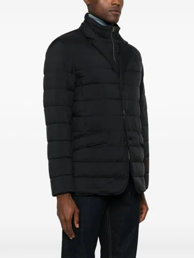 Herno Quilted Lightweight Down Coat With High Collar In Black